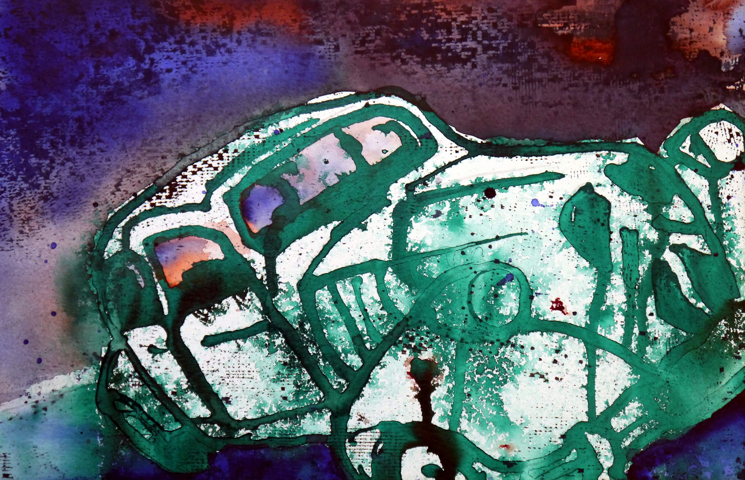 Aquarell-Gemälde ''Citroen Traction Avant''