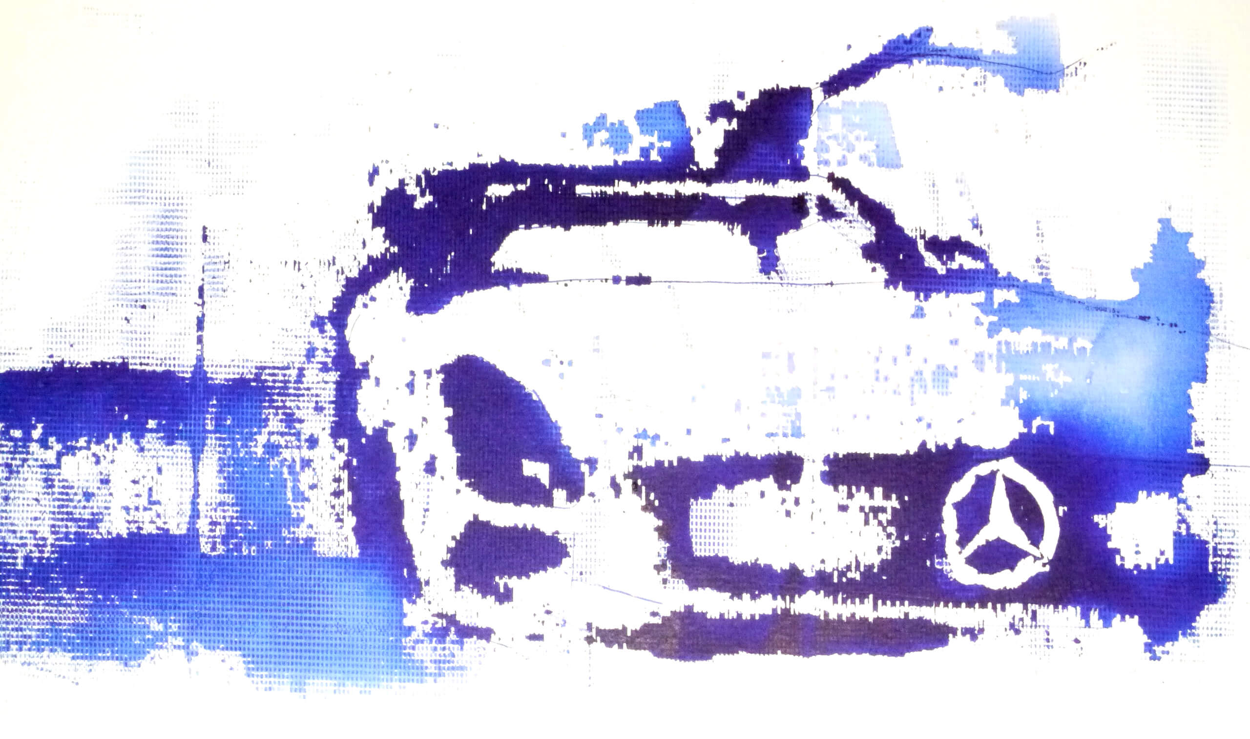 Aquarell ''Mercedes SLS in blau''
