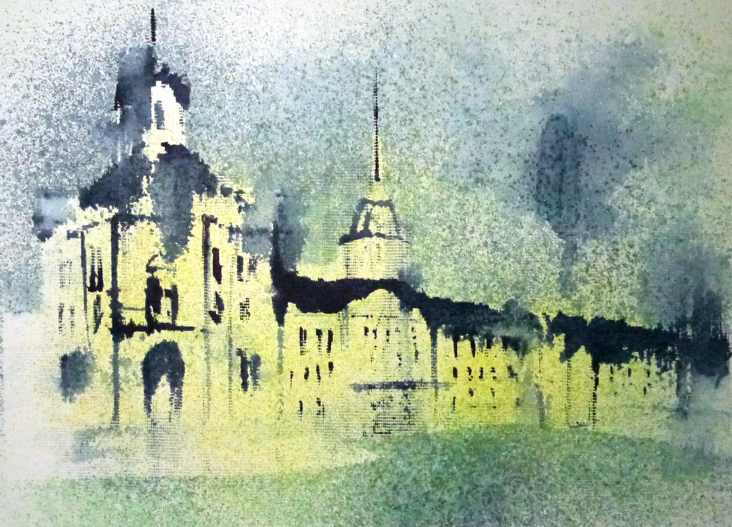 Aquarell Schloss Karlsruhe
