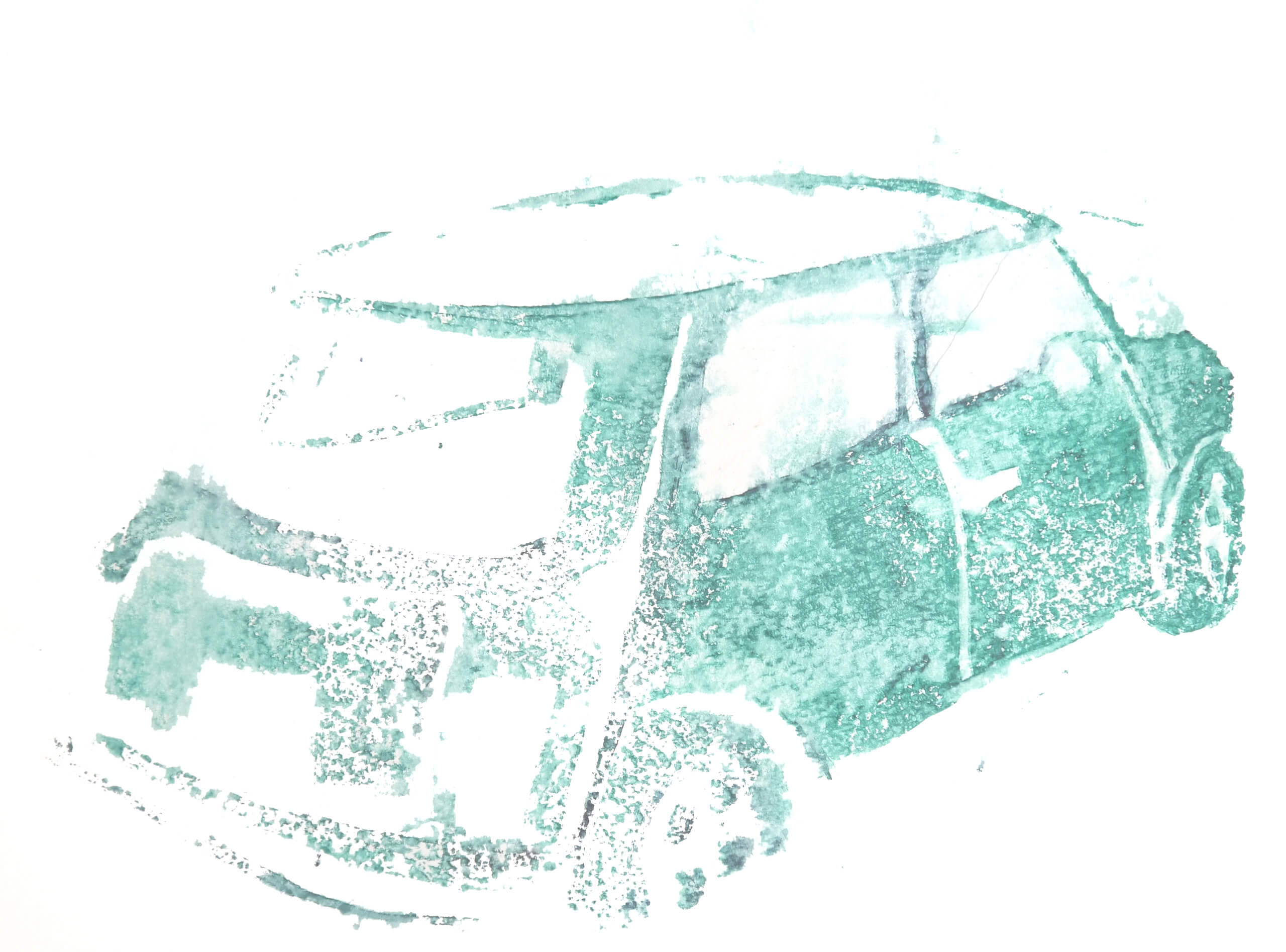 Aquarell mit Gouachefarben Mini Cooper