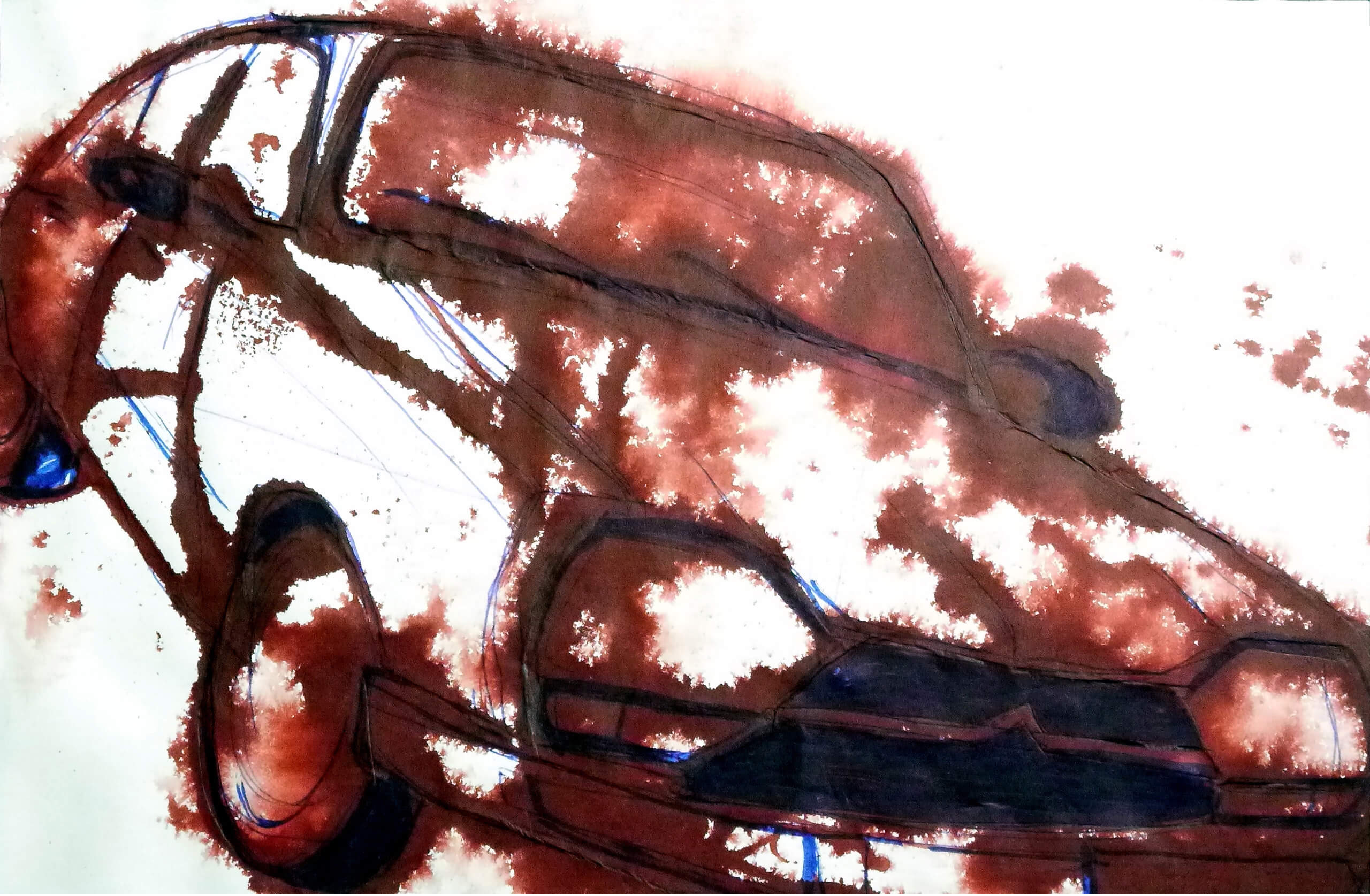 Aquarell-Zeichnung Citroen GS mit Airbrushfarben