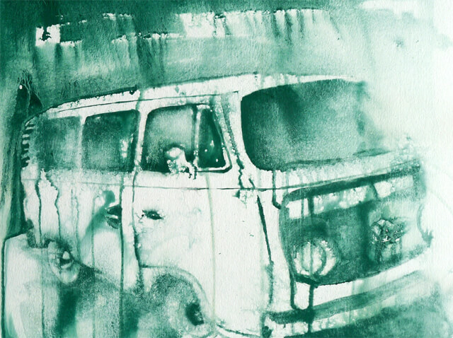 Aquarell-Bild VW T2 Bus (Vorschau)